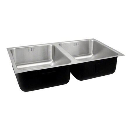 Just 18 Gauge T-316 Double Bowl Undermount Commercial Grade Outdoor Sink With Integra Flow UDXF-1632-A-R